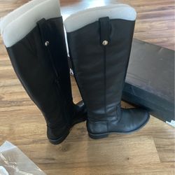 I.N.C. Fawne Riding Leather Boots, Black Size 5.5