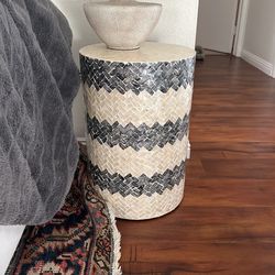 2 Ceramic Herringbone Side Tables
