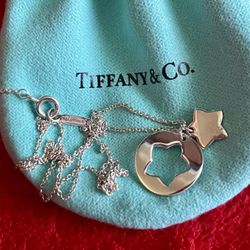 TIFFANY & CO STENCIL CUT OUT DOUBLE STAR STERLING SILVER NECKLACE ‼️ Just Got Cleaned From TIFFANY & CO STORE ‼️ Price Is FIRM ‼️ Read Description ...