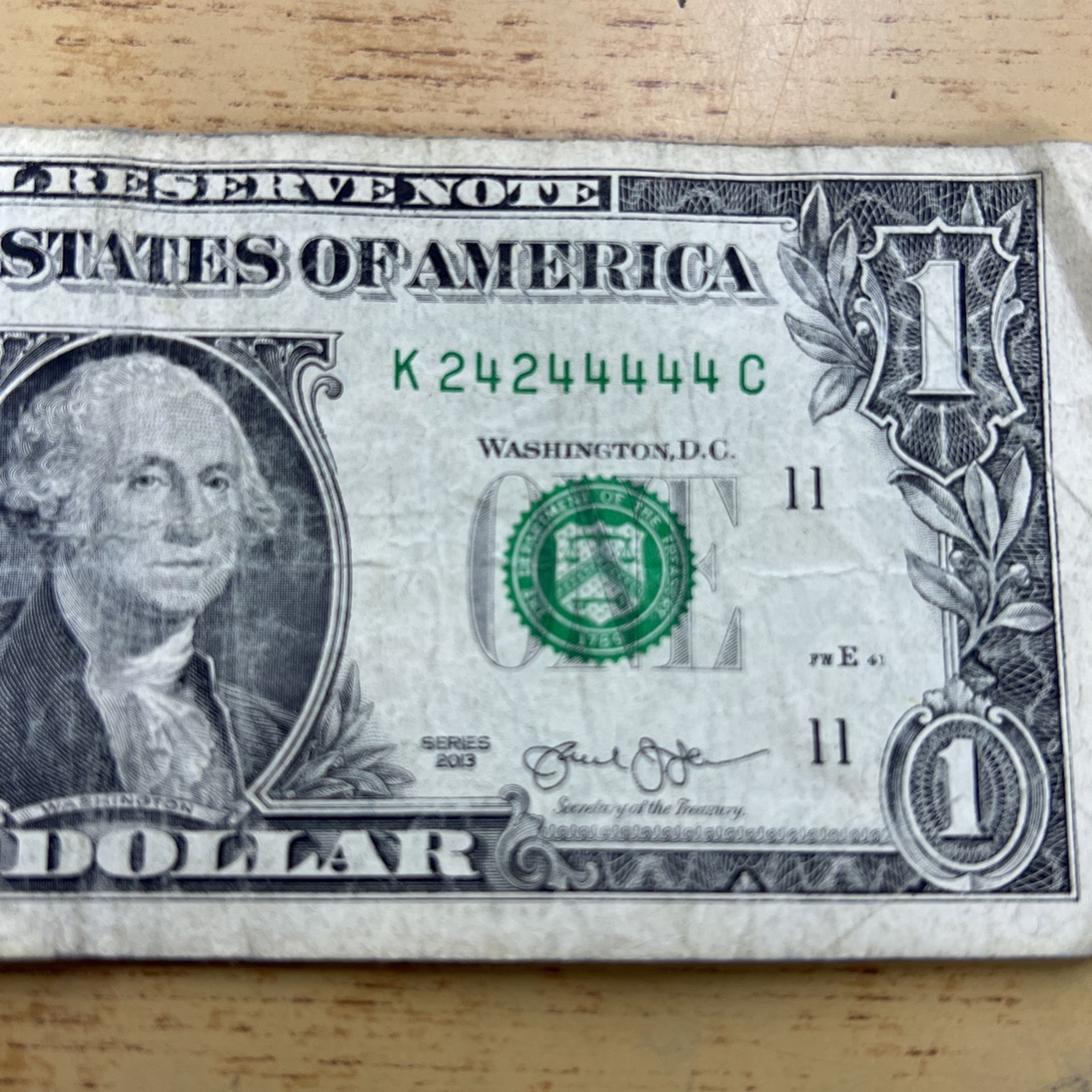 2003 $1 Bill Coold Serial. BINARY, 6of A Kind.