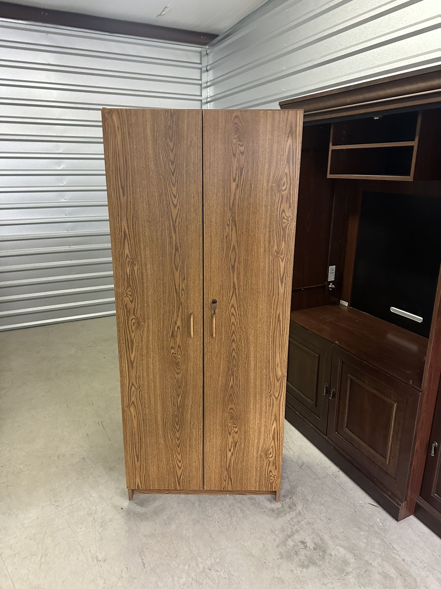 Storage shelf cabinet.
