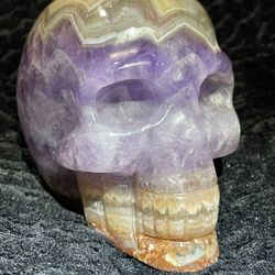 Mexican Crazy Lace Agate and Amethyst Skull