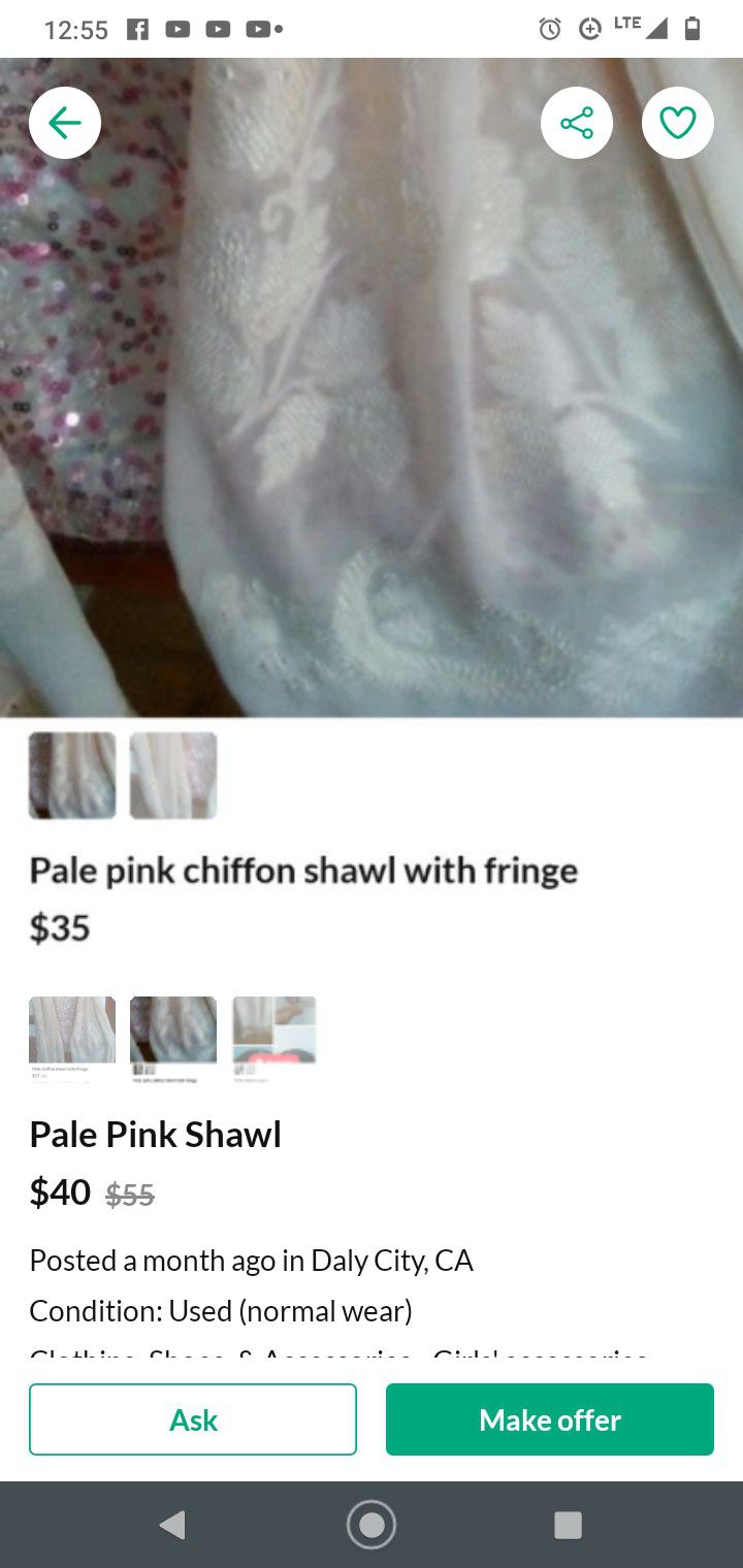 Elegant Pink Chiffon Shawl