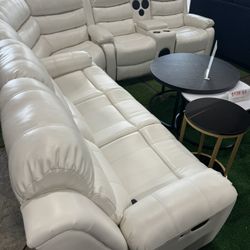 Living Room Sectional Recliner With Bluetooth Speaker And LED Lights