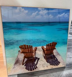 Tropical Beach Framed Wall Decor – Beautiful Turquoise Ocean Print
