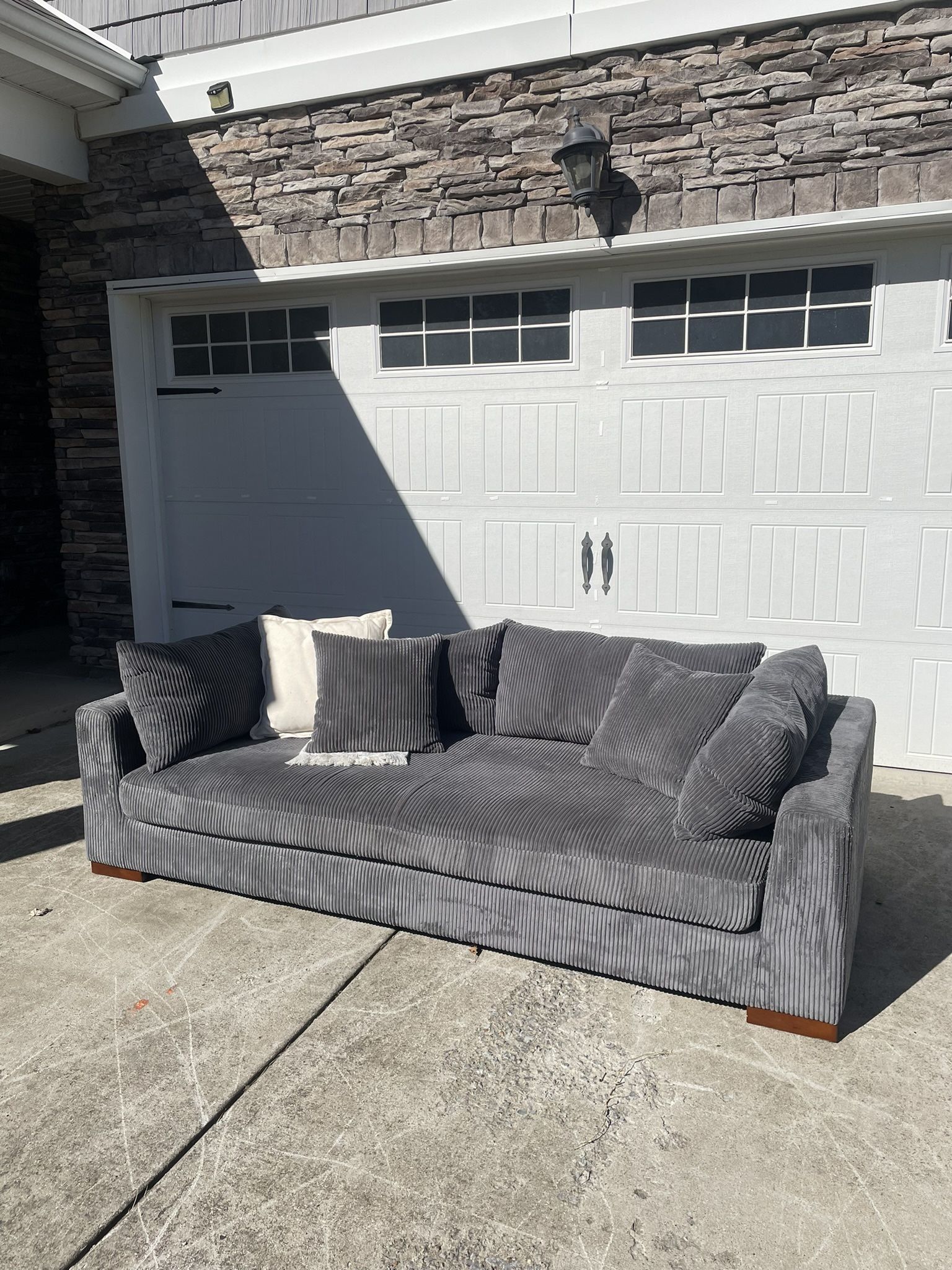 Alcantara Square Arm Sofa, Gray Velvet Sofa, Luxury Sofa, Grey Corduroy Couch, Gray Large Sofa