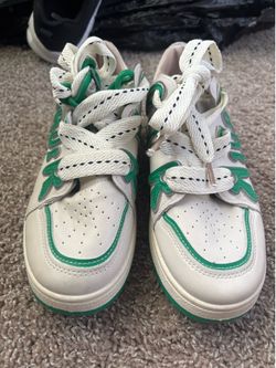 White & Green Graphic Sneakers