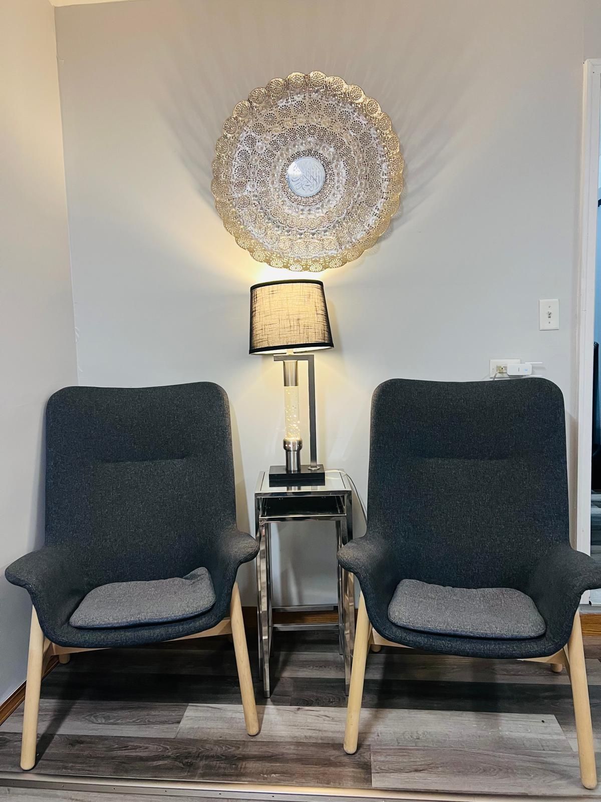 2 IKEA chairs VEDBO High back armchair, Gunnared dark gray