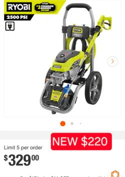 ✨️ RYOBI 2500 PSI 1.2 GPM High Performance Cold Water Electric Pressure Washer #2186 yd20