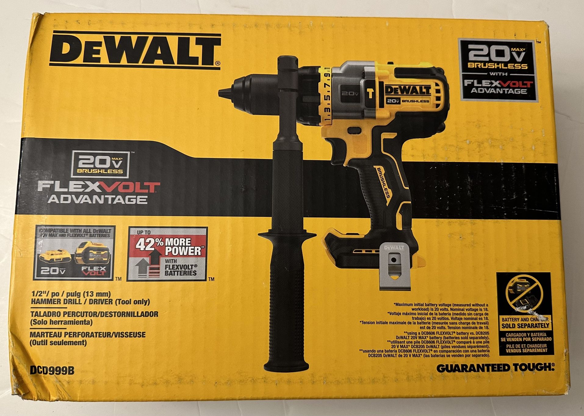 Dewalt 20V MAX Brushless Cordless 1/2 in. Hammer Drill/Driver with FLEXVOLT ADVANTAGE (Tool Only)