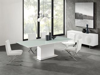Casabianca Home Bianca Dining Table – White Glass Panels – 90”