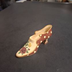 Miniature Vintage Collectible Shoe Figurine "Ruby" From The 1999 Sandy's Closet Collection Designed By Sandy Lynam Clough 3.5"L x 1.5"H In Like New Co