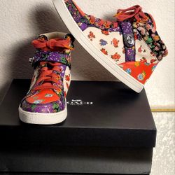 Coach Floral High Top Fashion Sneakers Women's Size 9.5