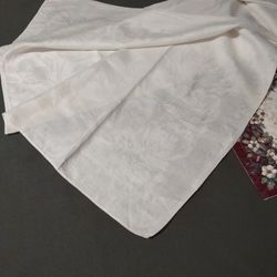 Lg. Vintage White Embossed Table. Cloth..( Circa 1960)