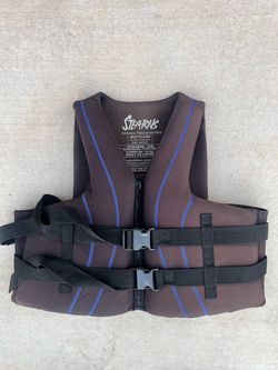 ADULT XX - LARGE CHEST 50 - 52 inches ski vest life jacket black / blue trim