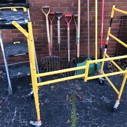 Scaffolding On Wheels Step Ladder And Yard Tools 