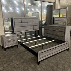Grey And Black Queen Bedroom Set 