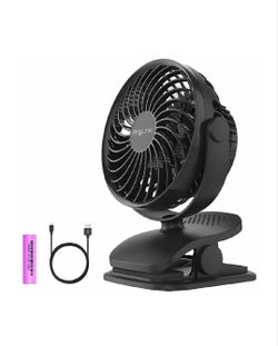 Small Clip on Fan, Battery Operated Small Desk Fan with 4 Speeds, for Baby Stroller, Table, Office, Camping, Dorm