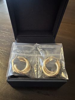 18kt Yellow Gold Double Row Hoop Earrings