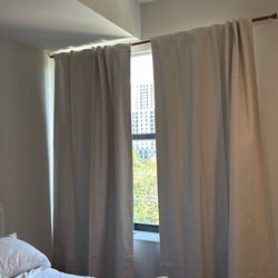 Blackout blinds tan with bamboo bar
