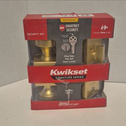 Kwikset Signature Series Pismo Security Set Satin Brass