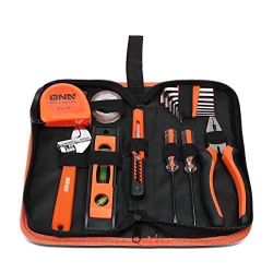 16pcs Mechanic Home Repair Tool Set, Includes Pliers, Wrench, Hex Key, Screwdriver, Spirit Level,Tape Measurer, Mechanic repair set, w/Carrying Case, 