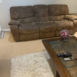 Suede Recliner Sofa Good Condition, No Rip No Cuts 