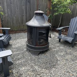 Wood Burning Chiminea Metal - Beautiful Outdoor Firepit 