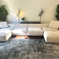 Couch Sectional Sofa, 181" U Shaped Cloud Couch with 2 Ottomans, Extra Deep Couches, Oversized 6 Sea