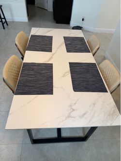 Modern stone sintered top dining table