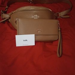 Authentic Coach fanny pack and wallet