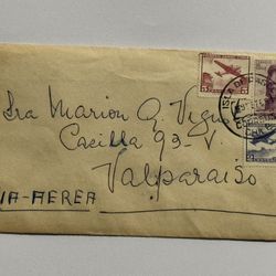 Collectors Circulated Chile Envelope and Stamps 