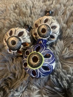 Set of 3 hand painted Talavera sphere ornaments Christmas