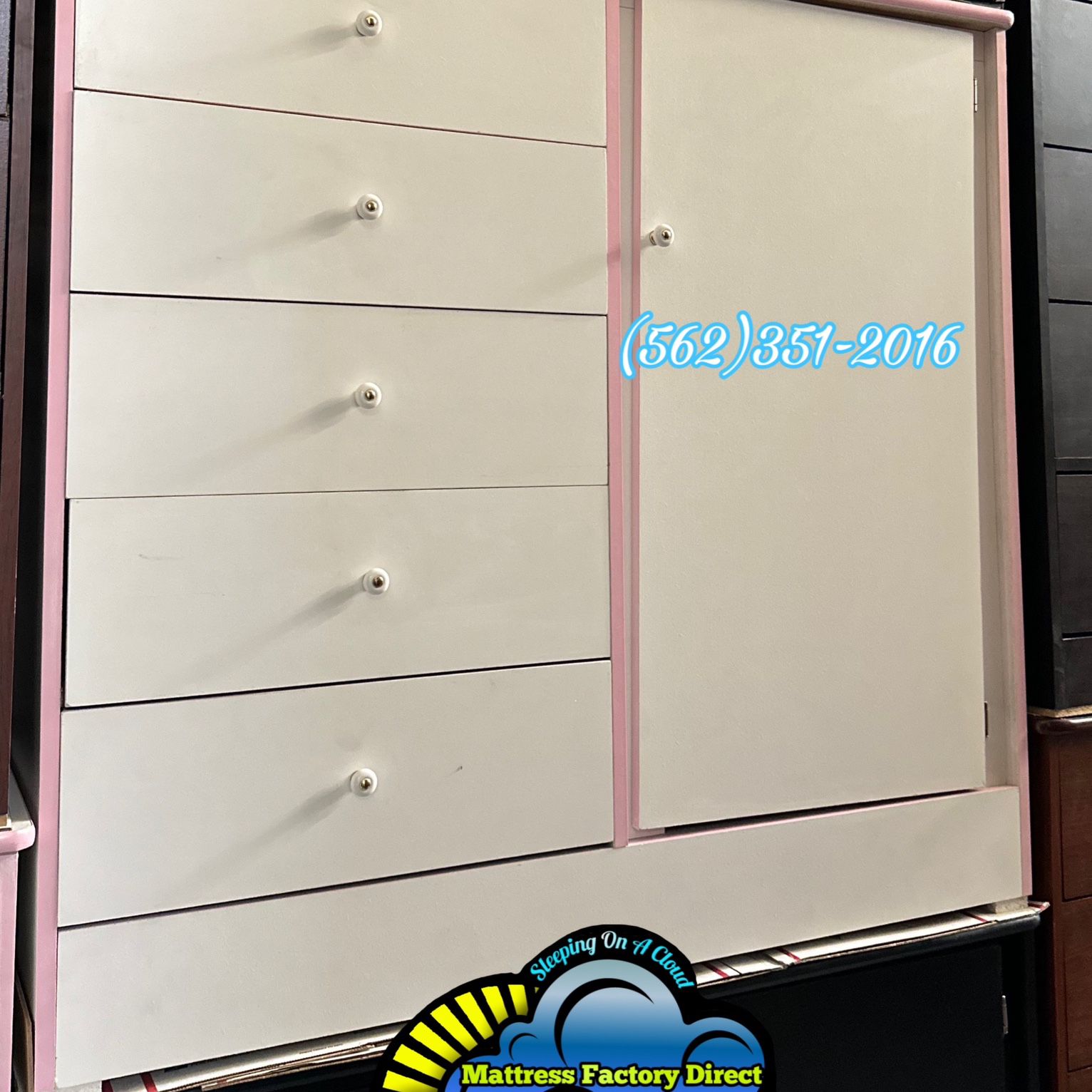 White And Pink Baby Closet Wardrobe Dresser 