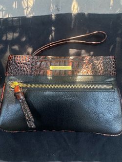 Brahmin Leather Clutch Wristlet (Black & Brown)