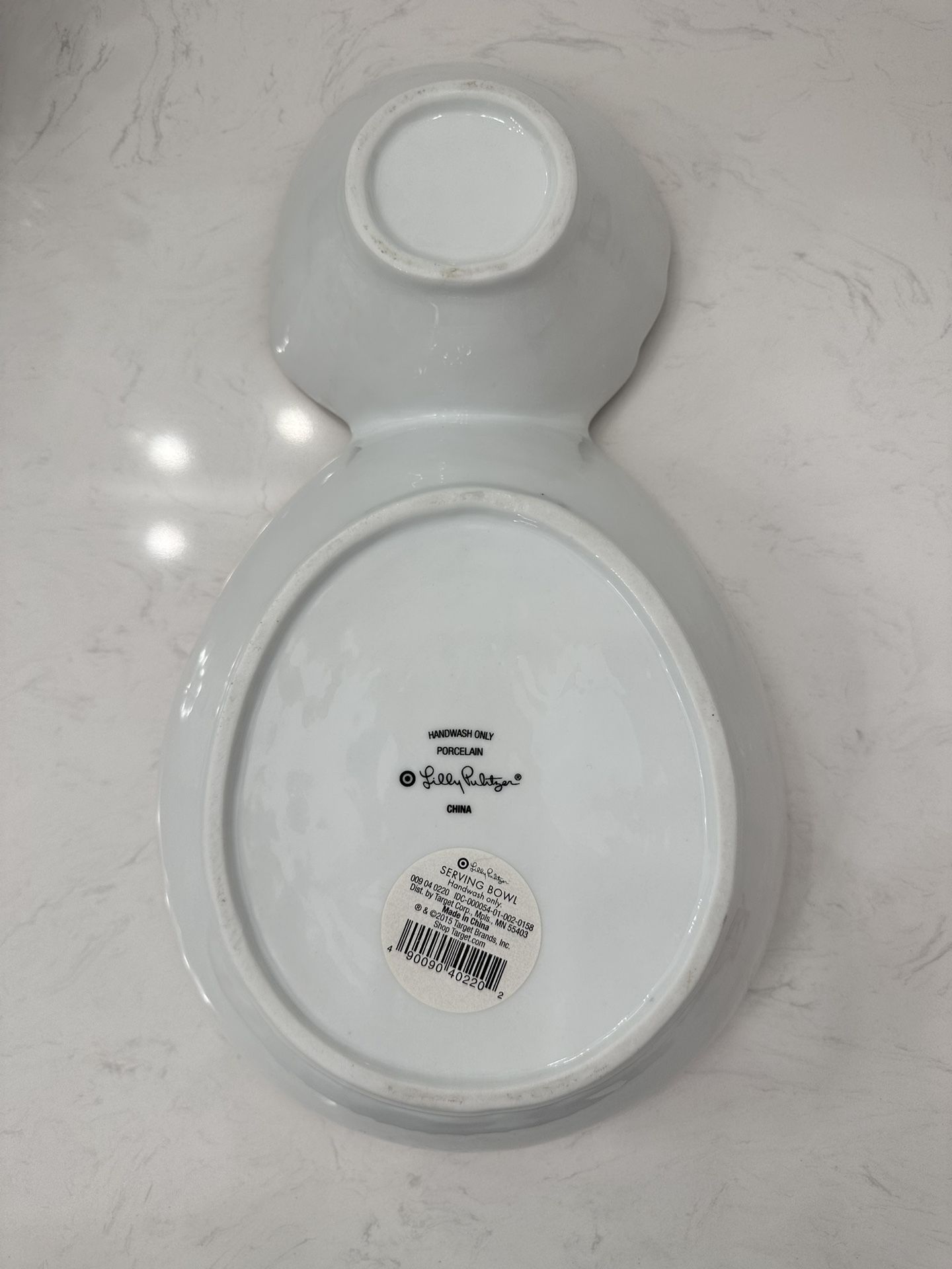 Lilly Pulitzer for Target Pineapple Shaped Serving Bowl White Porcelain With Gold Trim