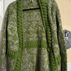 Women’s green, brown and blue cardigan
