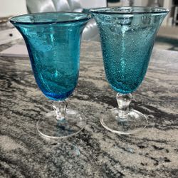 9 Thick Mexican Glass Goblets