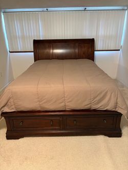 Queen Two  Drawer Sleigh Bed