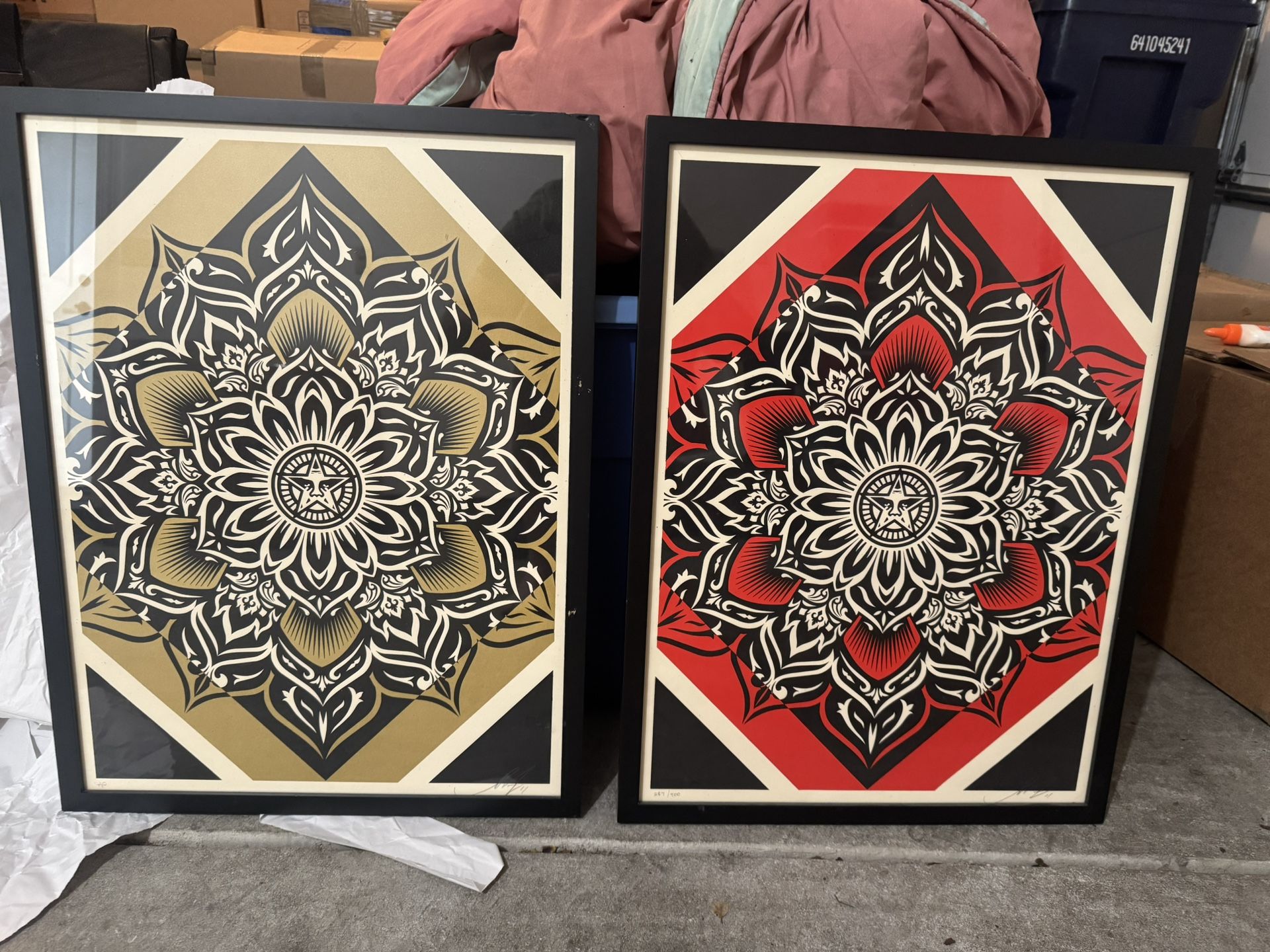 Shepard Fairey “Lotus Diamond” Prints Signed & Numbered/Artist Proof Framed