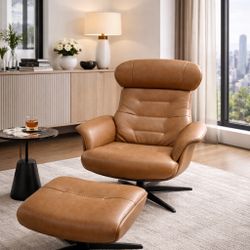 Gorgeous Leather Chair And Foot Rest 