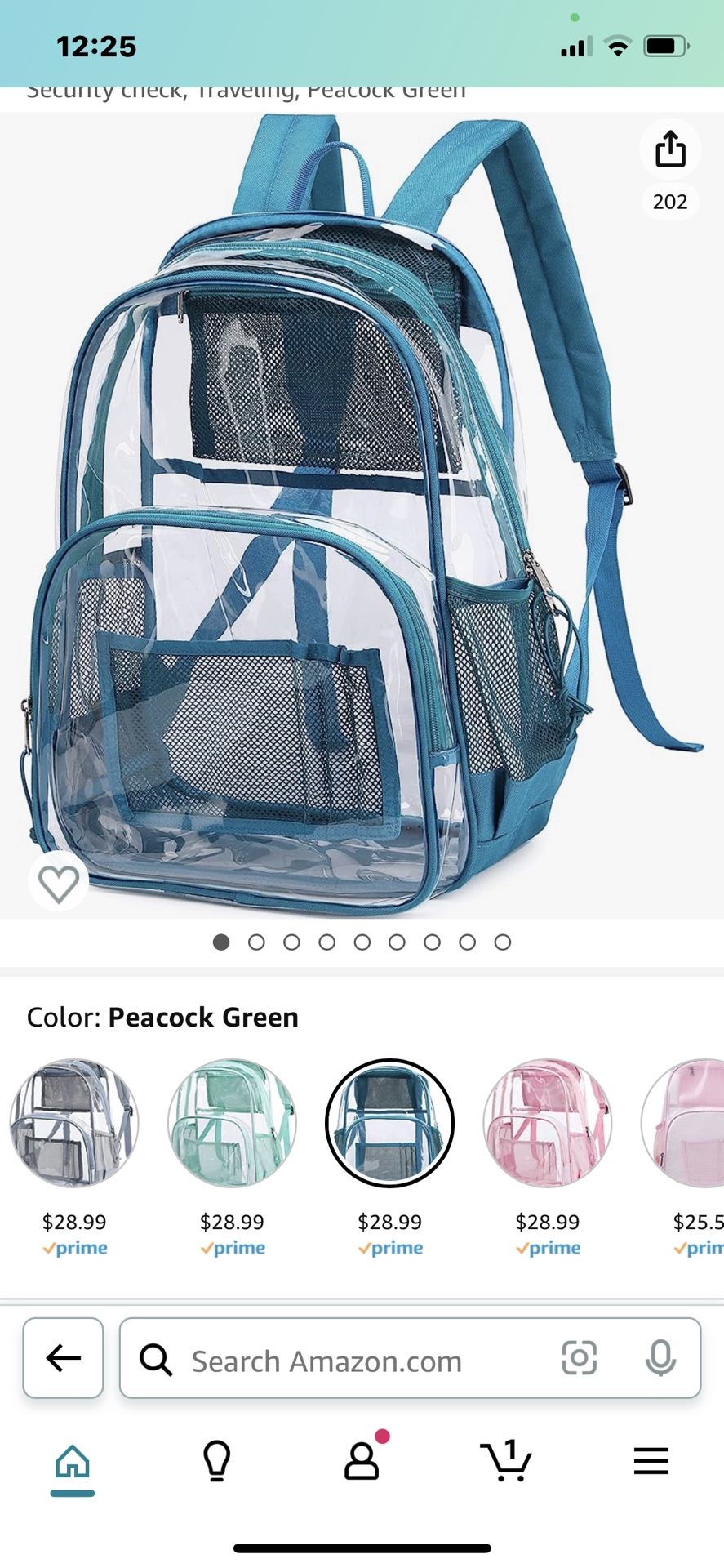 MIRLEWAIY Large Clear PVC Transparent School Backpack Durable See Through Bag Daypack Heavy Duty for Stadium, Security check, Traveling, Peacock Green