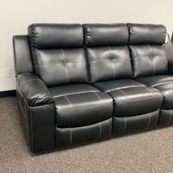Kempten Black LED Reclining Sofa💥👈Financing Available Only $10 Down Payment🥳