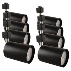 KING SHA Track Lighting Heads Heavy Duty Aluminum Alloy PAR20 Compatible J Track System,E26 Base,Black,8Pack