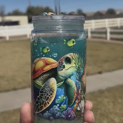 Sea Turtle Snow Globe Tumbler