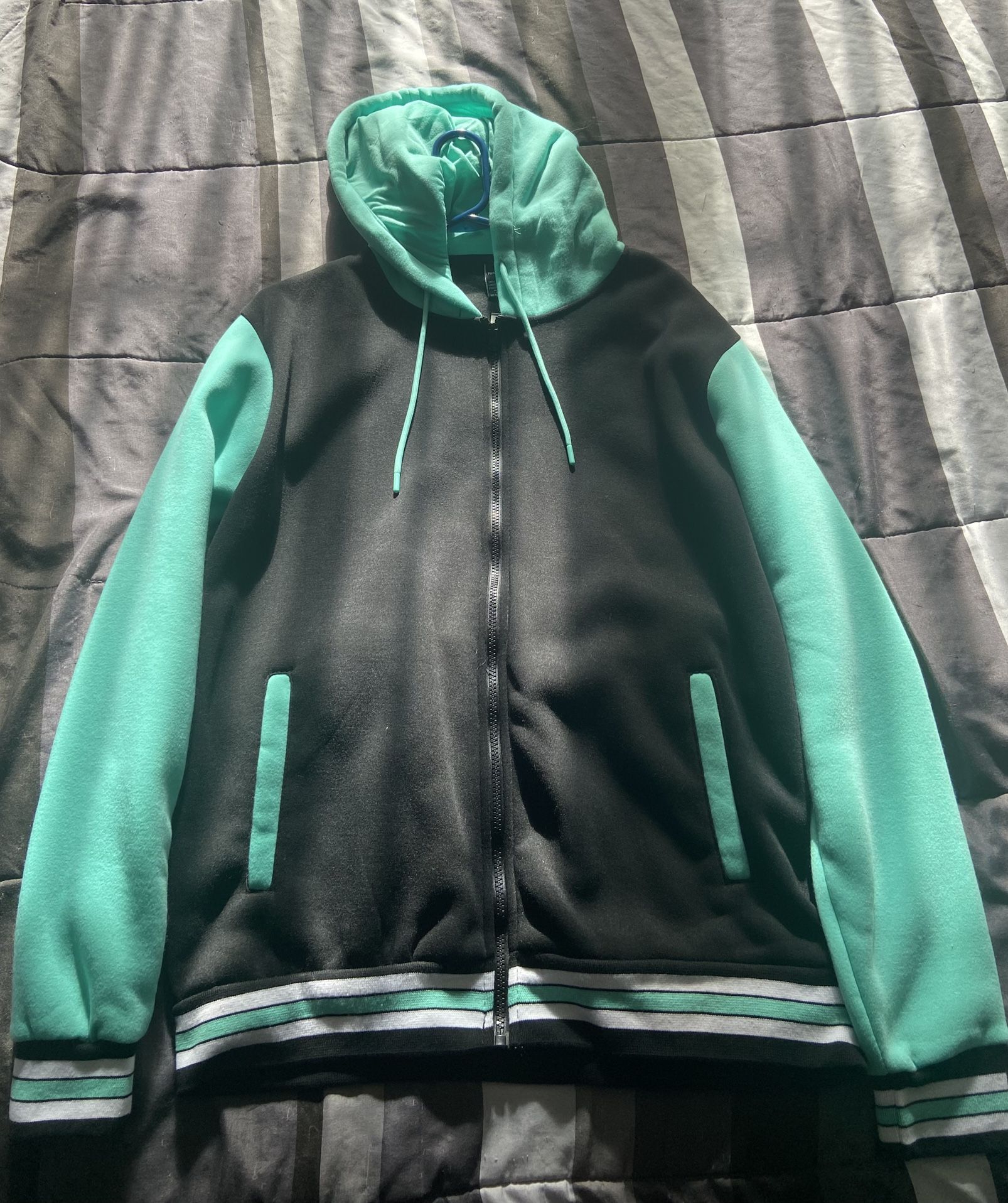 Black And Light Blue Hoodie