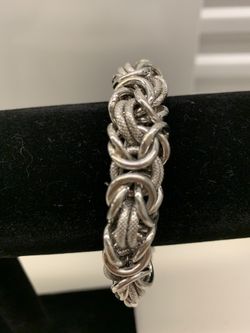 Silver Bracelet Italian Handcrafted Byzantine Style 8 inches 50 grams