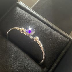 David Yurman Cable Bracelet with Purple Gemstone