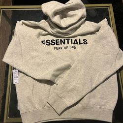 Essentials Light Oatmeal Hoodie Size M Runs Oversizes