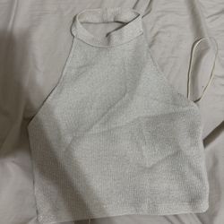 pull and bear crop top beige gliter